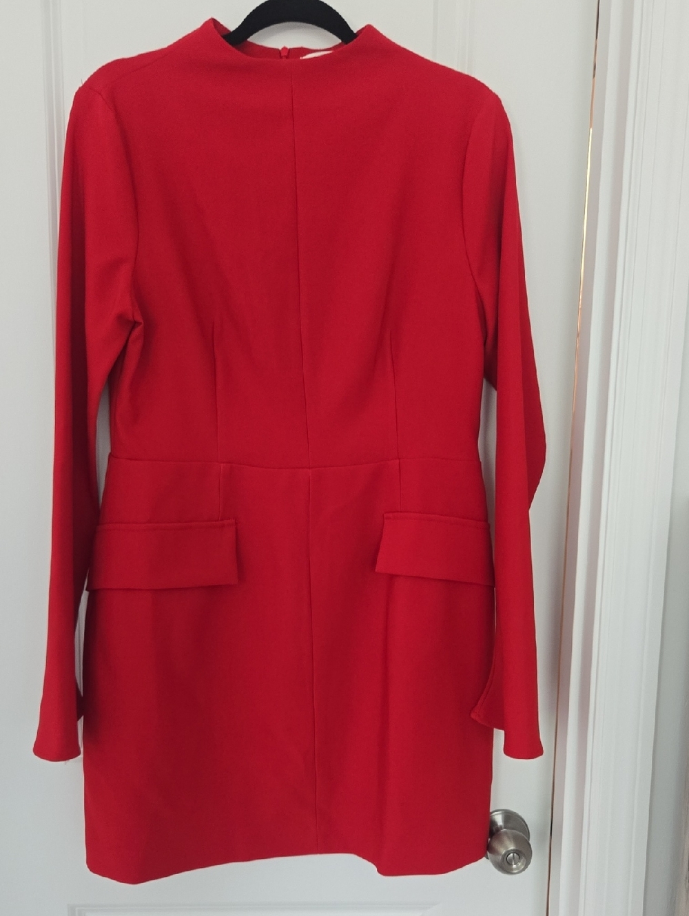 Women's Red Long Sleeve Shift Dress - Classic Elegant Style